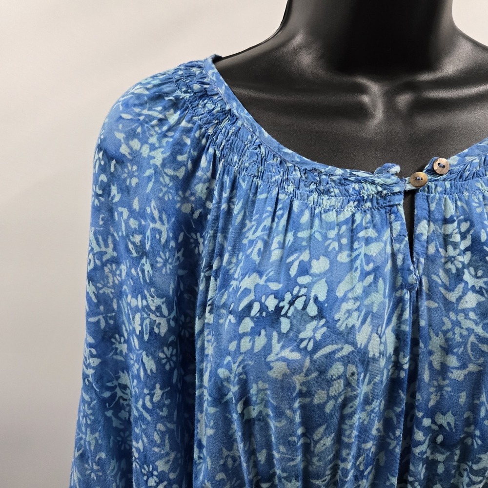 Orvis Women's Dress Size S Floral Blue Maxi Peasant 3/4 Sleeve
